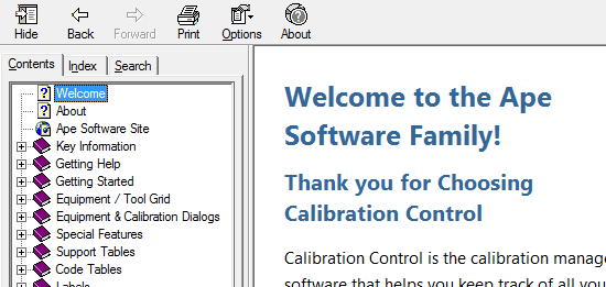 Calibration Control HTML Help