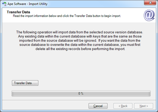 Import Utility - Transfer Data