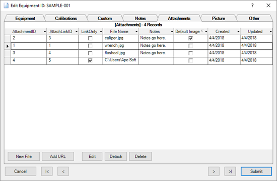 Attachments List