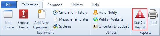 Calibration Due Report