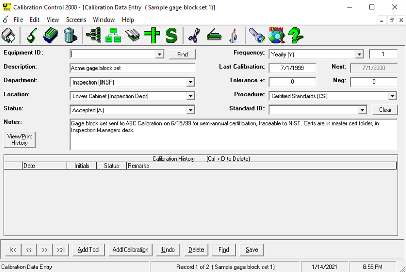 Calibration Control 2000/ Version 4