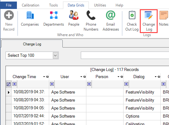 Change Log Grid