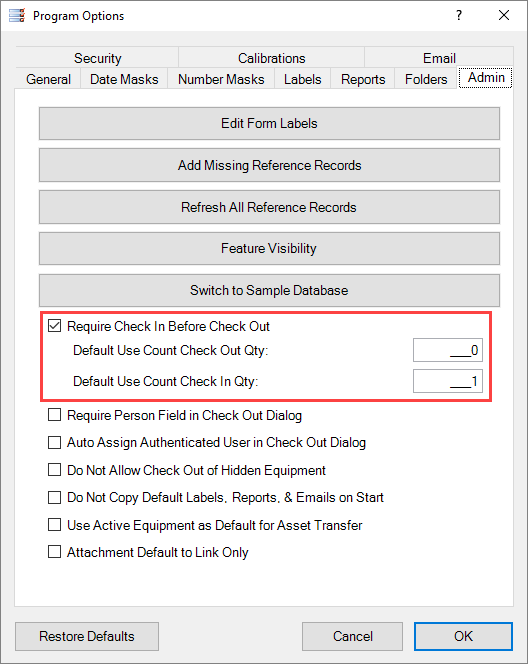 Options Use Count