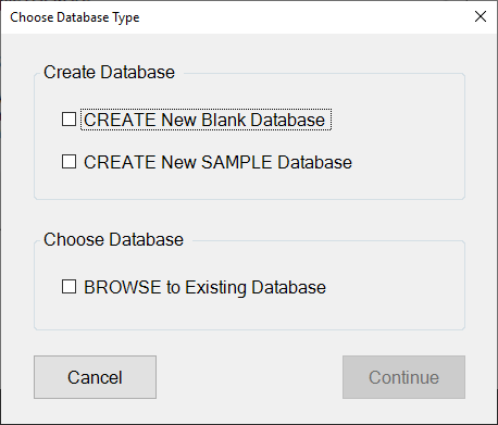 Choose Database Type