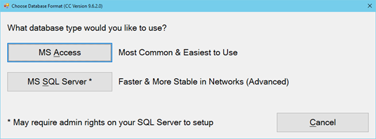 Choose Database Type Format