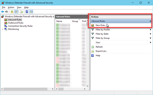 Create Custom Inbound Rule Specific Port