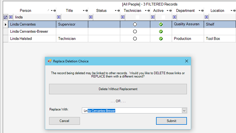 Replace Deletion Choice