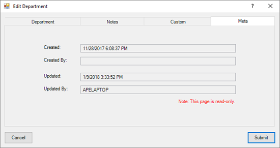 Meta Data Dialog