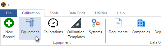 Equipment grid ribbon menu