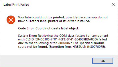 Label Print Error