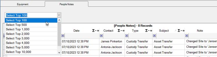Notes Grid Select Top N Records Parameter Load Filter