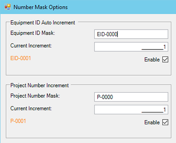 Number Mask Options Increment
