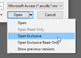 Database Open Exclusive