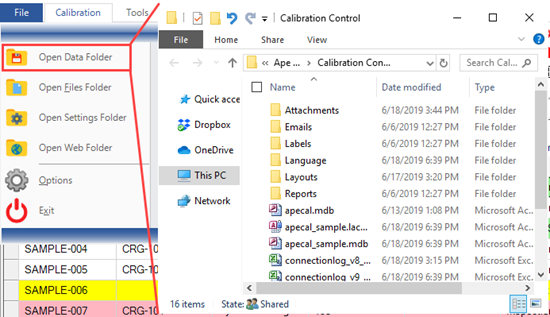 Open Folder context menu
