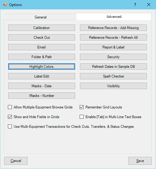 Highlight Colors Options Dialog