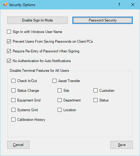 Password Security in Program Options