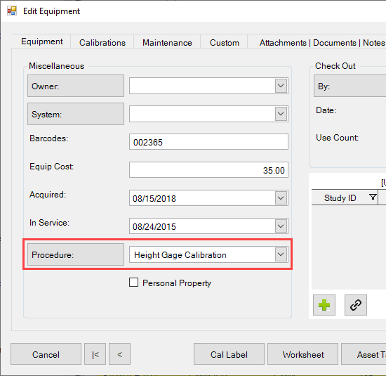 Link Procedures to Equipment