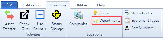 Departments in Ribbon Menu