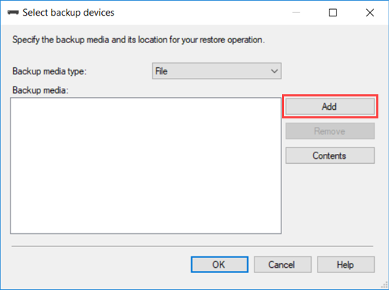 Specify Backup