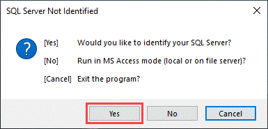 MS SQL Server Not Identified