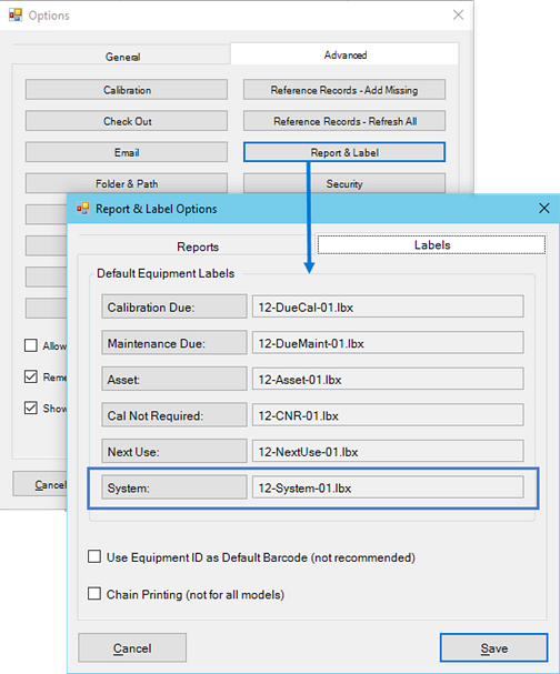 System in Program Options