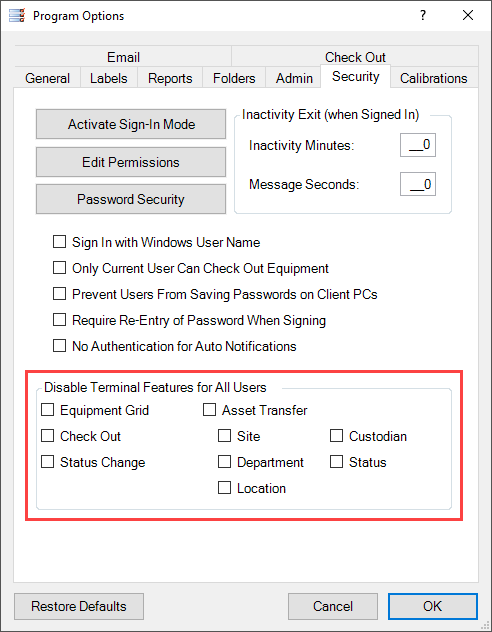 Terminal Permissions