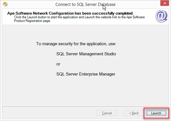 SQL Server Connection Wizard Finished