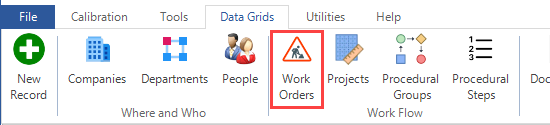 Work Orders Ribbon Menu
